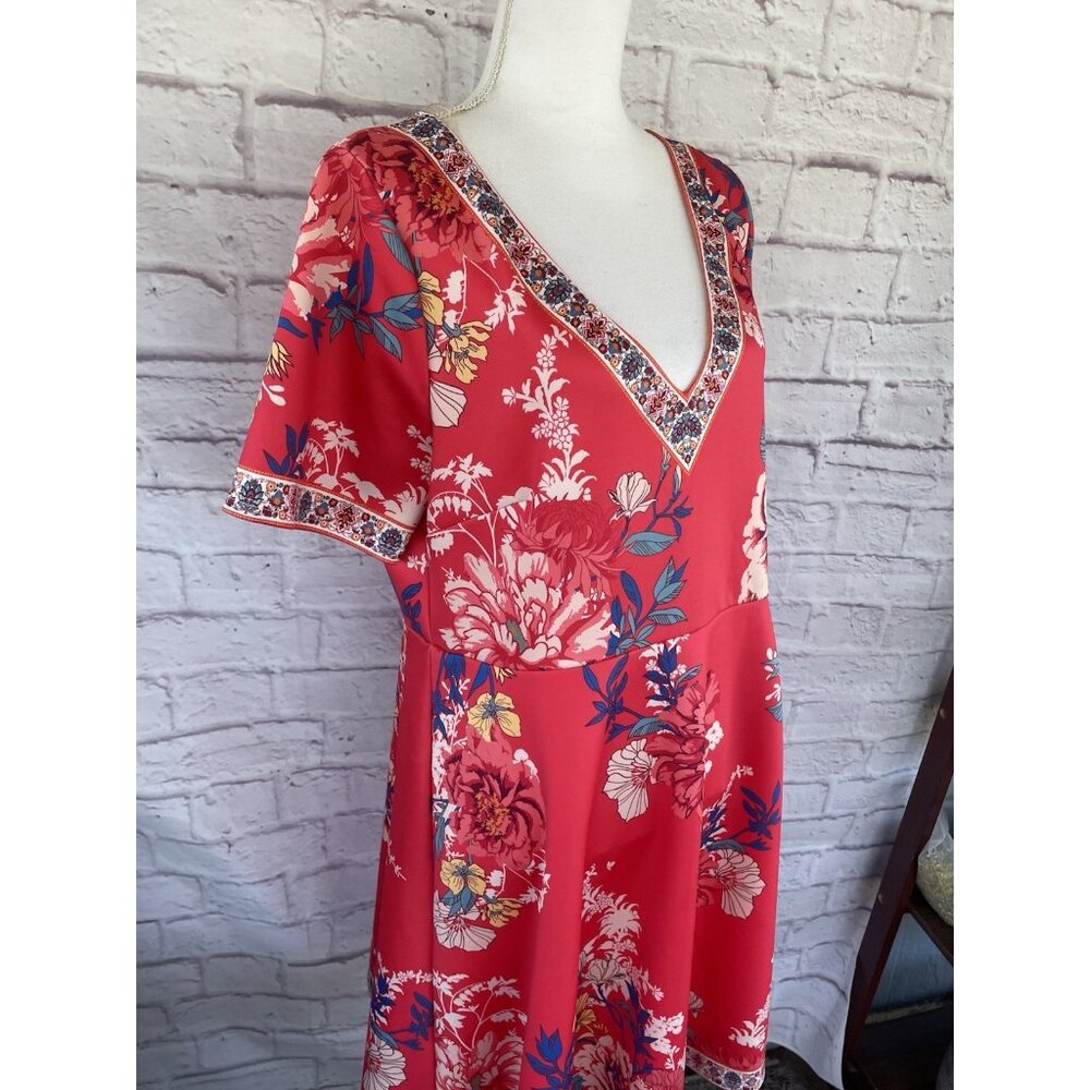 Women’s FLYING TOMATO Orange Dress Size 1X Floral Design Short Sleeve - Picture 9 of 12